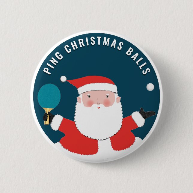 Lustiger Tischtennis-Weihnachtsstrumpf-Füller Button (Vorderseite)