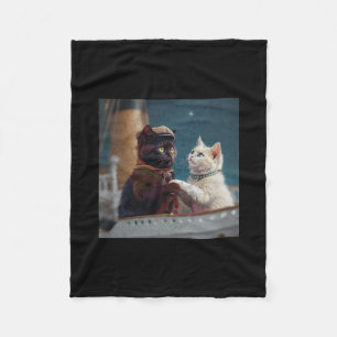 Lustiger Titanic-Film Katzen-Meme Rms Kreuzfahrtsc Fleecedecke