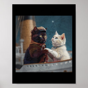 Lustiger Titanic-Film Katzen-Meme Rms Kreuzfahrtsc Poster