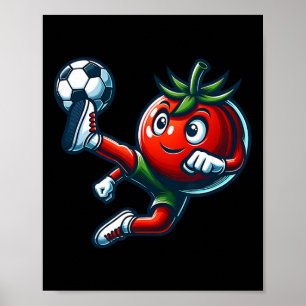 Lustiger Tomaten-Fußballspieler, der Byll-Maskottc Poster