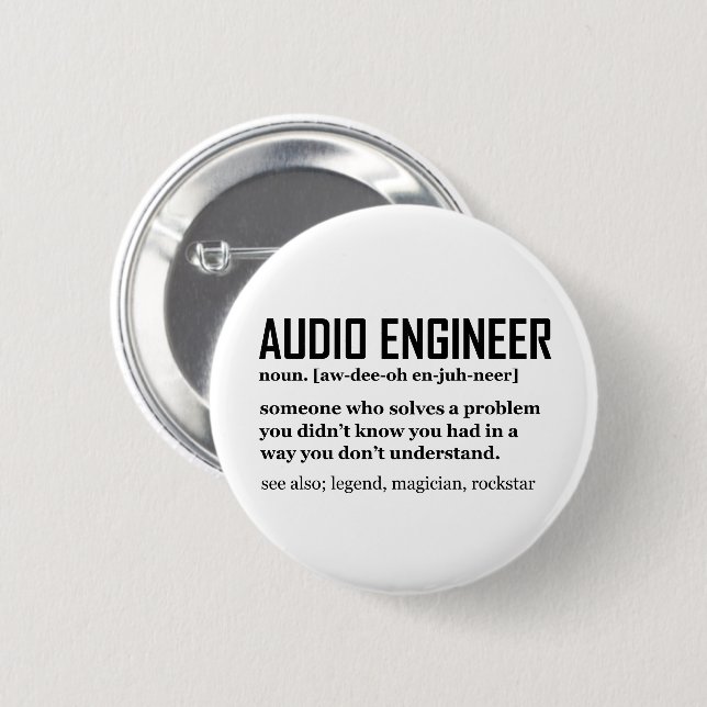 Lustiger Tontechniker Audio-Engineering-Definition Button (Vorne & Hinten)