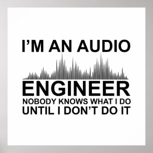 Lustiger Tontechniker, der Audiotechnik sagt Poster