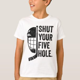 Lustiger Torwart beim Eishockey Schließe dein Fünf T-Shirt