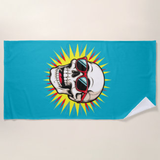 **Lustiger Totenkopf mit Sonnenbrille – Cartoon la Strandtuch