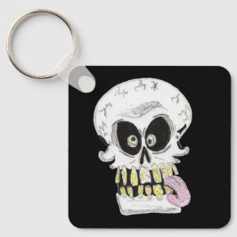lustiger Totenkopf-Skelett-Gesicht Schlüsselanhänger