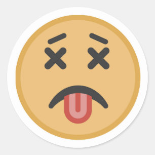 Lustiger toter Kater-Zunge Emoji Cartoon Runder Aufkleber