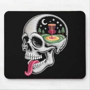 Lustiger Träumender Totenkopf Disc Golf Liebhaber  Mousepad