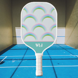 Lustiger Traumhafter Pastell-Regenbogen Mit Monogr Pickleball Schläger