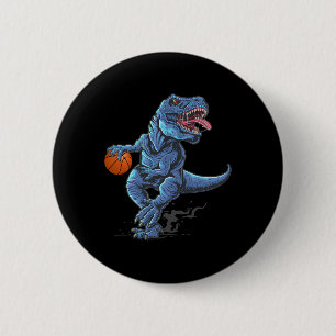 Lustiger Trex-Dinosaur spielt Skelett-Spielerliebh Button
