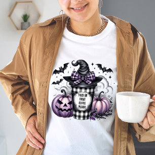 Lustiger Trick oder Treat Kaffee Bitte Müde Mutter T-Shirt