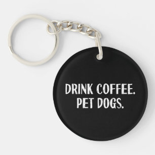 Lustiger Trinken Kaffee Hauskatze Hunde Süße Kaffe Schlüsselanhänger