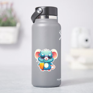 Lustiger trinkender Maus Aufkleber