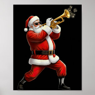 Lustiger Trompeter Weihnachtsmann Weihnachtsgrafik Poster