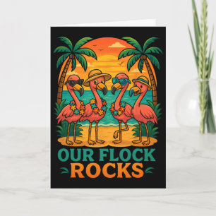 Lustiger tropischer Strandurlaub rosa Flamingo Karte