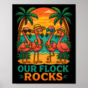Lustiger tropischer Strandurlaub rosa Flamingo Poster