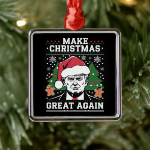 Lustiger Trump 2024 Macht Weihnachten wieder großa Ornament Aus Metall
