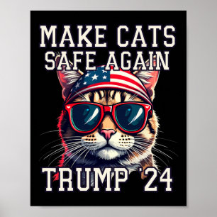 Lustiger Trump 24 Präsident Dete Meme Macht Katzen Poster