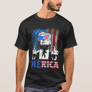 Lustiger Trump 4. Juli Merica Amerikanische Flagge T-Shirt