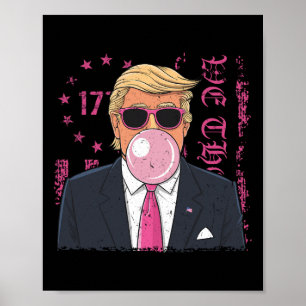Lustiger Trump Bubble Gum Retro Rosa USA-Flagge Pa Poster