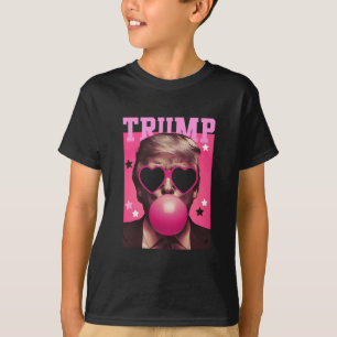 Lustiger Trump Kaugummi Pink Mit Brillenh Herz T-Shirt