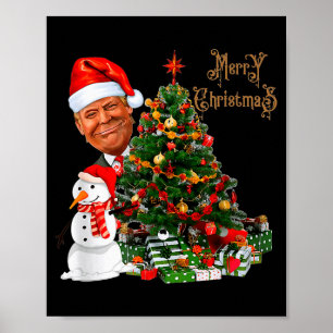 Lustiger Trump mit Weihnachtsmannmütze Frohe Weihn Poster