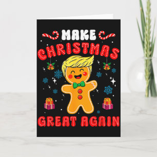 Lustiger Trump Pfefferkuchenmann macht Weihnachten Karte