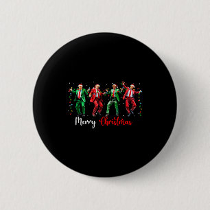 Lustiger Trump Tanz Weihnachtsmann Frohe Weihnacht Button