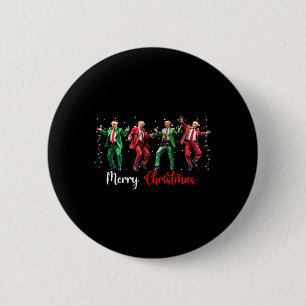 Lustiger Trump-Tanz Weihnachtsmann Frohe Weihnacht Button