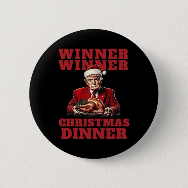 Lustiger Trump Weihnachten - Gewinner Gewinner Wei Button (Vorderseite)