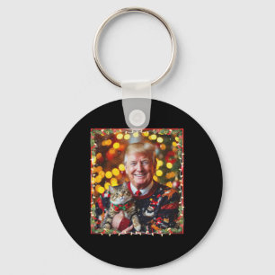 Lustiger Trump Weihnachtspullover für Katzenliebha Schlüsselanhänger