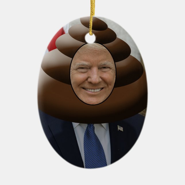 Lustiger Trumpf kacken Emoji Kopf Keramik Ornament (Vorne)