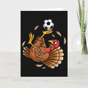 Lustiger Truthahn Fahrrad Kick Fußball Thanksgivin Karte