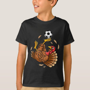 Lustiger Truthahn Fahrrad Kick Fußball Thanksgivin T-Shirt