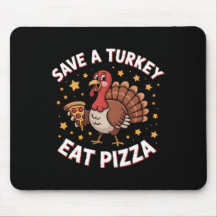 Lustiger Truthahn isst Pizza Thanksgiving Day Pilg Mousepad
