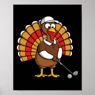 Lustiger Truthahn mit Golf dankbar Thanksgiving Go Poster