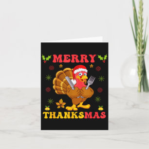 Lustiger Truthahn Santa Frohe Thanksmas Weihnachte Karte