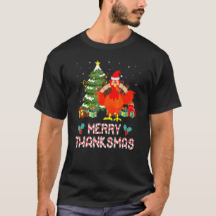 Lustiger Truthahn Santa Frohe Thanksmas Weihnachte T-Shirt