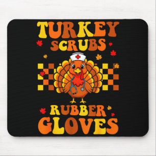 Lustiger Truthahn schrubbt Gummihandschuhe Thanksg Mousepad