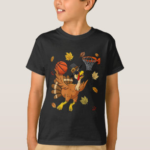 Lustiger Truthahn spielt Bysketbyll Frohes Ernteda T-Shirt