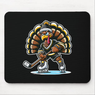 Lustiger Truthahn spielt Eishockey Thanksgiving Sp Mousepad