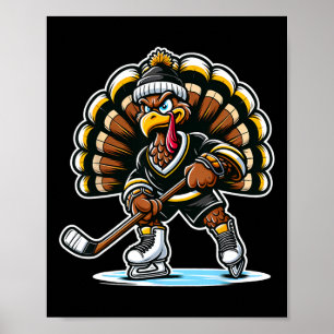 Lustiger Truthahn spielt Eishockey Thanksgiving Sp Poster