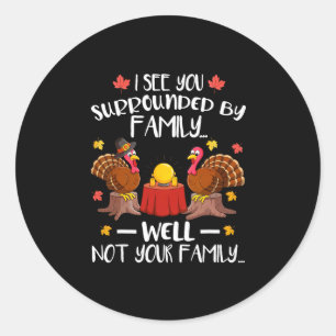 Lustiger Truthahn Thanksgiving passende Familiens Runder Aufkleber