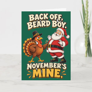 Lustiger Truthahn vs Weihnachtsmann Thanksgiving N Karte