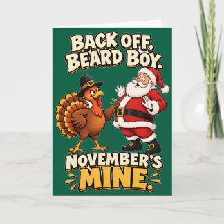 Lustiger Truthahn vs Weihnachtsmann Thanksgiving N Karte