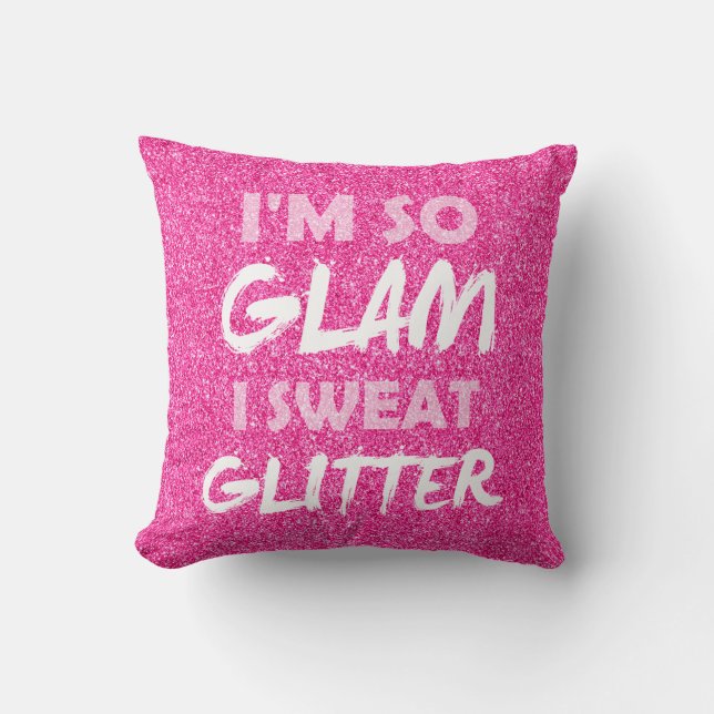 Lustiger Turnhalle Workoutzitat Rosa-Glitter bin Kissen (Vorderseite)