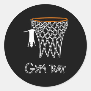 Lustiger Turnratten Basketballkorb Runder Aufkleber