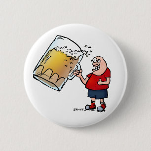 Lustiger Typ mit nur einem großen Bier Button