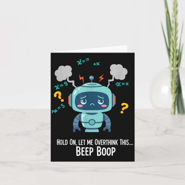 Lustiger überdenkender Roboter Beep Boop Moment  Karte (Vorderseite)
