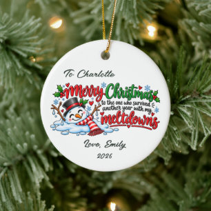 Lustiger überlebte meine Ausraster Weihnachtsbauma Keramik Ornament