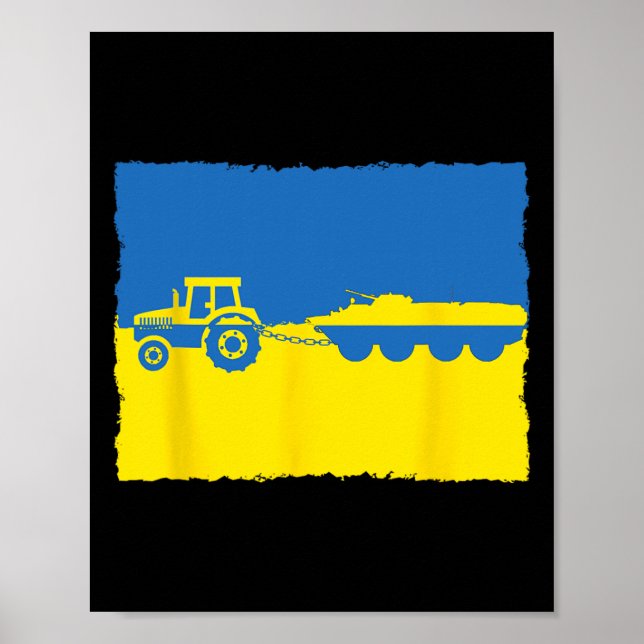 Lustiger ukrainischer Bauer mit Traktor stiehlt ei Poster (Vorne)